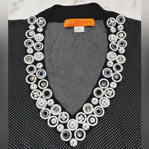 🔳◻️Cynthia Steffe ◻️🔳 V Neck Crystal Embellished Graphic Print Sweater, Size S